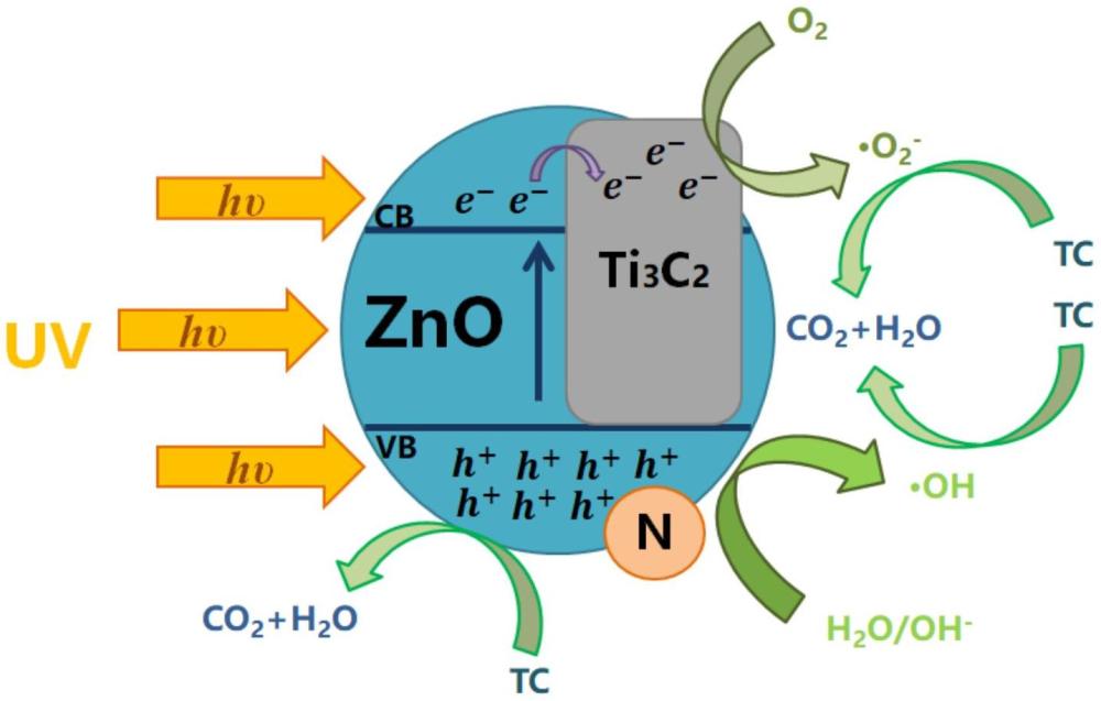 一种N-ZnO/Ti3C2光催化剂的制备方法及其应用