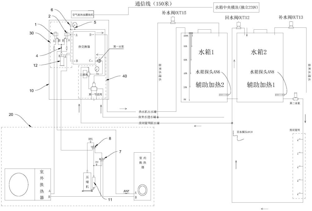 一种空气能热水模块机、空气能热水系统以及控制方法与流程